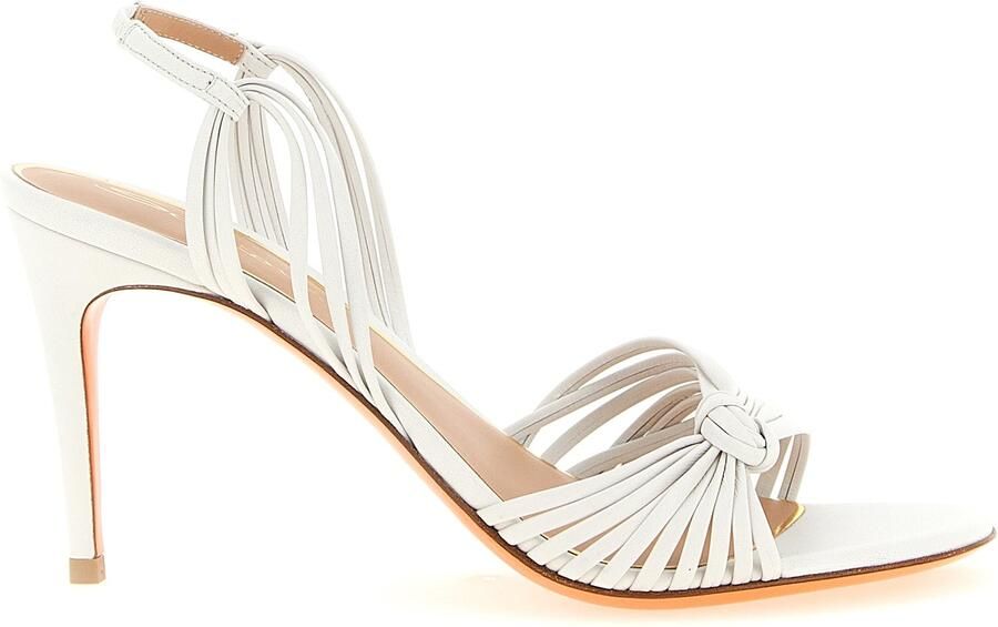 Santoni Witte Leren Stiletto Hak Sandalen