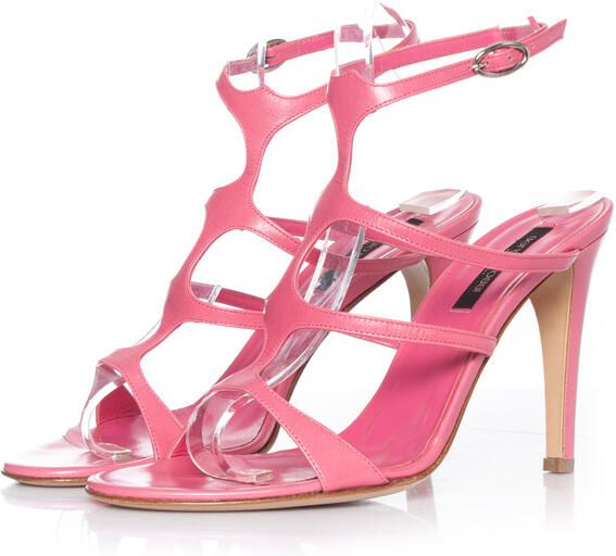 Sergio Rossi Pre-owned Roze leren sandalen met uitsparingen van Sergio Rossi.