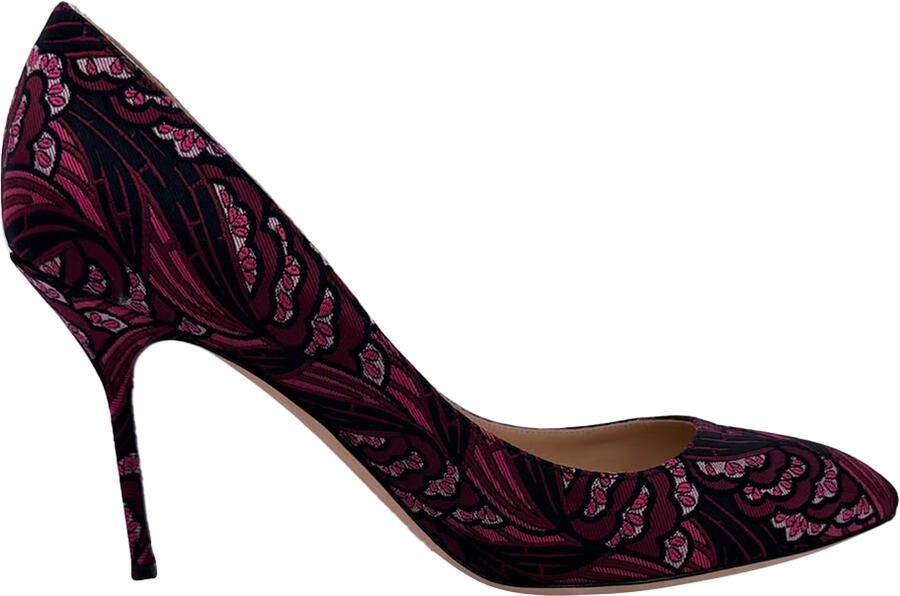 Sergio Rossi Pre-owned Sergio Rossi Bloemenprint Punttenen Pumps in Zwarte Canvas