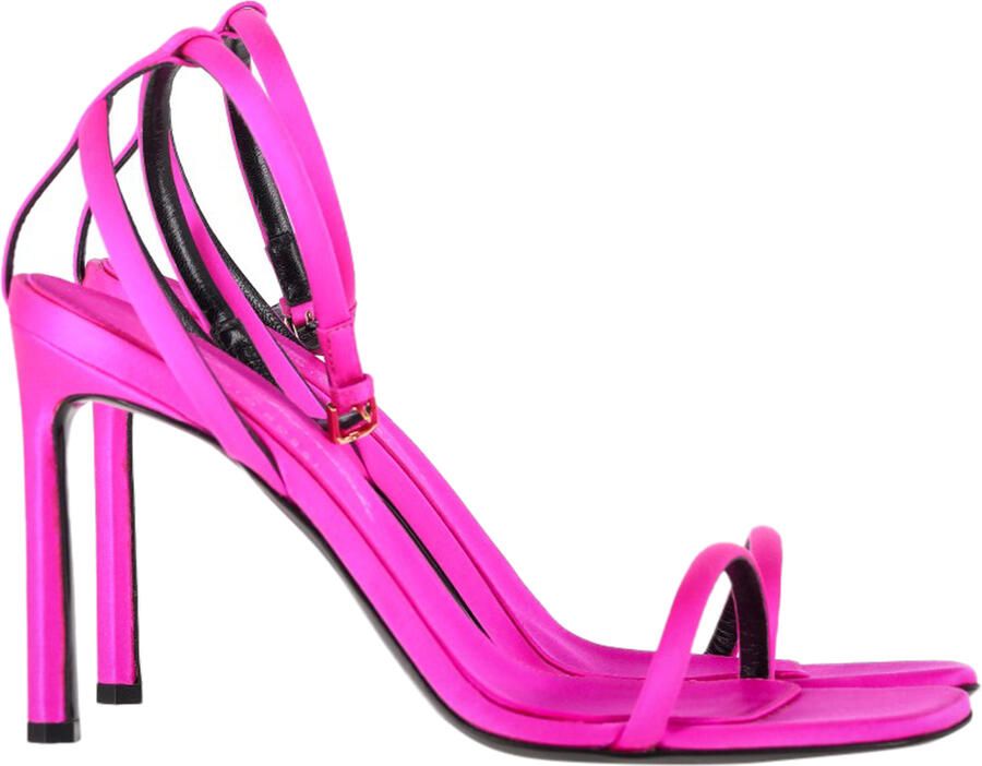 Sergio Rossi Pre-owned Sergio Rossi Evangelie 95 Enkelband Sandalen in Roze Satijn