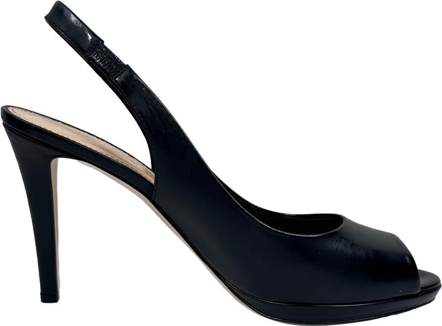 Sergio Rossi Pre-owned Sergio Rossi Peep-Toe Slingback Pumps in Zwart Leer