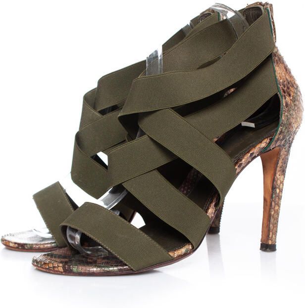 Sergio Rossi Pre-owned Sergio Rossi Python sandalen met elastische bandjes.