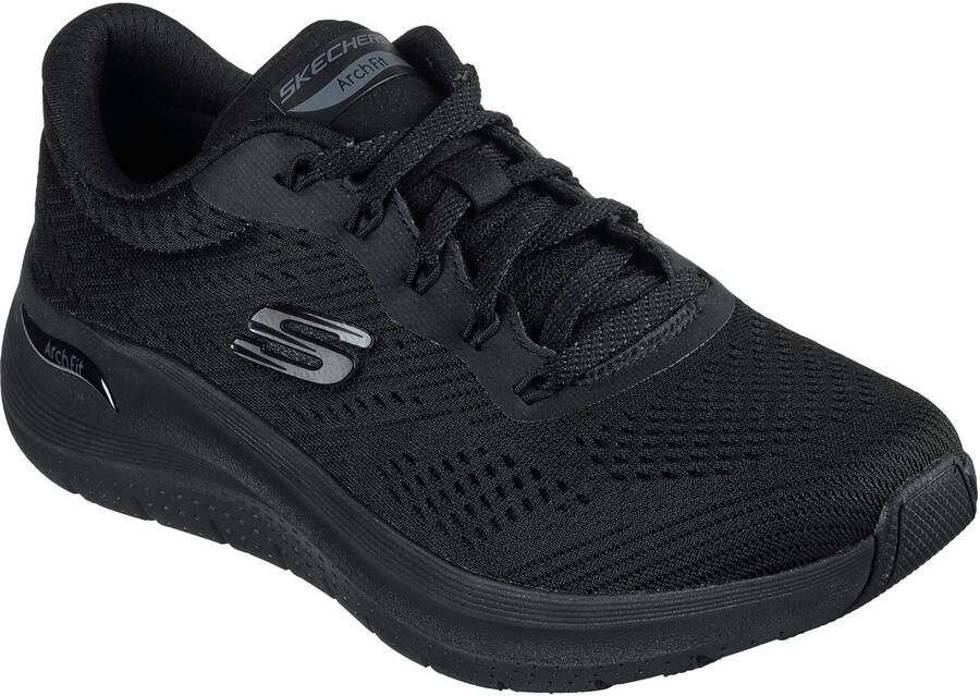 Skechers Arch Fit 2.0 Big League Polyester Dames Zwarte Sneakers