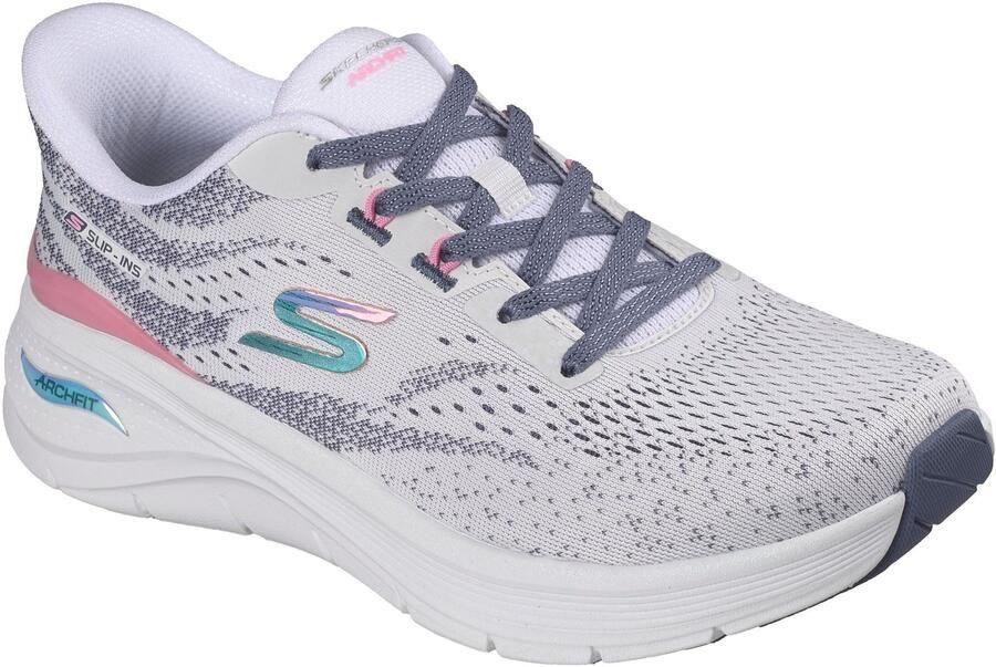 Skechers Arch Fit 3.0 Textiel Vrouwen Witte Mesh Multi Trim Sneakers