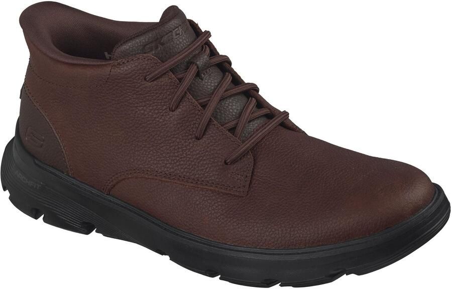 Skechers Arch Fit Garza Ridley Leren Heren Enkellaarsjes Bruin