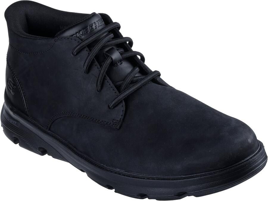 Skechers Arch Fit Garza Ridley Leren Zwarte Enkellaarzen Voor Mannen