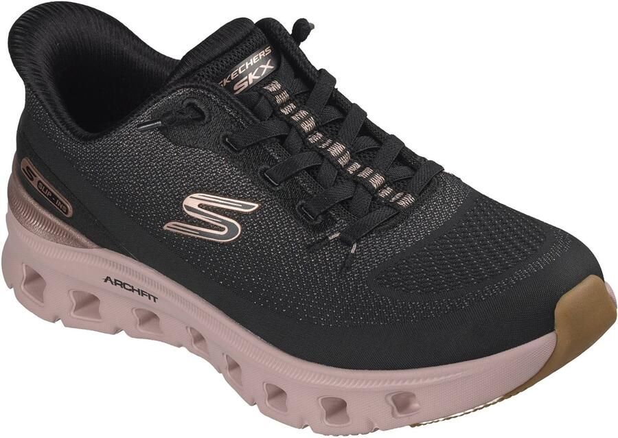 Skechers Arch Fit Glide-Step Pro Golden Pace Dames Zwart Rozegoud Sneakers