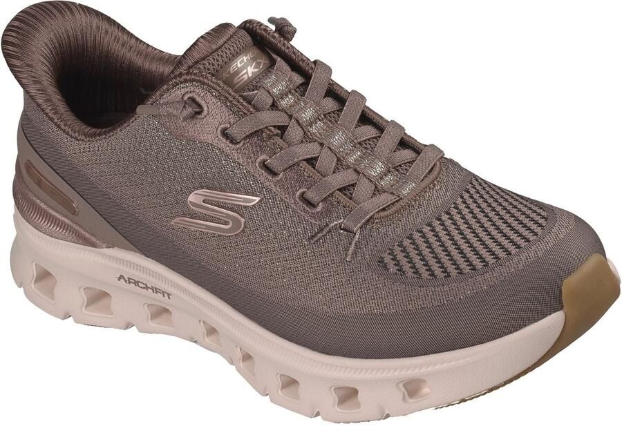 Skechers Arch Fit Glide-Step Pro Golden Pace Textiel Dames Bruin Goud Sneakers