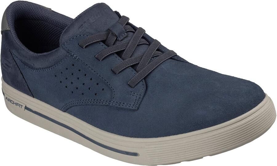 Skechers Arch Fit Solano 2.0 Rey Leren Heren Navy Suède Veterschoenen