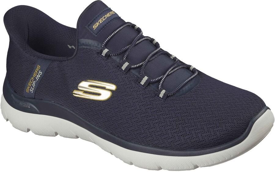Skechers Arch Fit Summits Kynor Polyester Heren Navy Geel Sneakers
