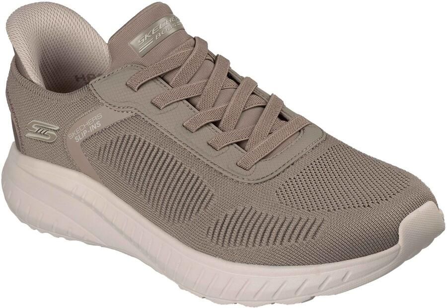 Skechers BOBS Sport Squad Chaos Solid Step Textiel Heren Donker Taupe Sneakers