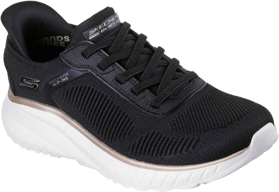 Skechers BOBS Sport Squad Chaos Textiel Dames Zwart Goud Standaard Sneakers
