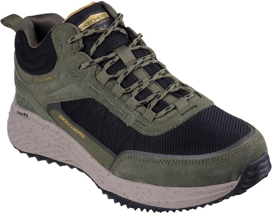 Skechers Bounder Rse Leder Heren Wandelschoenen Olijf Zwart
