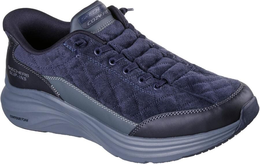 Skechers Contour Foam Cordelux Textiel Heren Navy Cozycord Pu Sneakers