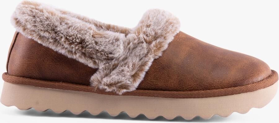 Skechers Cozy Up Polyester Dames Chestnut Slippers
