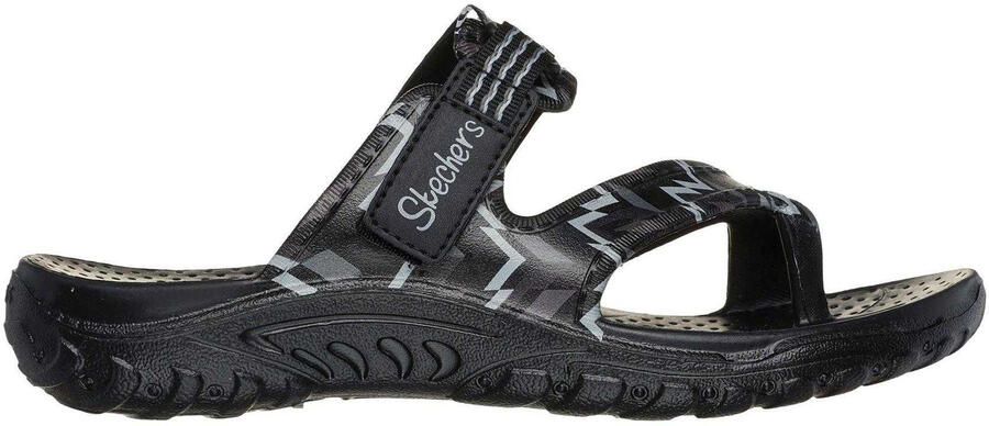 Skechers Dames Reggae Zig Zag Sandalen (Zwart Grijs)