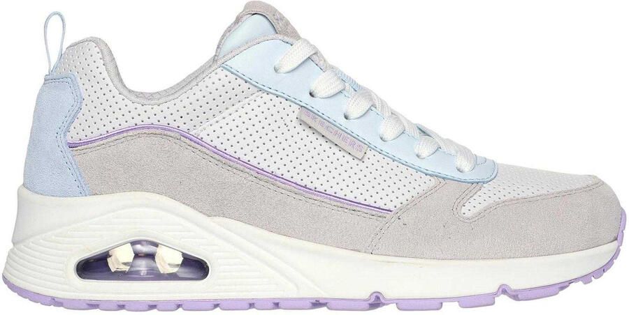 Skechers Dames Uno Stand On Air Suède Sneakers (Grijs Lichtblauw)
