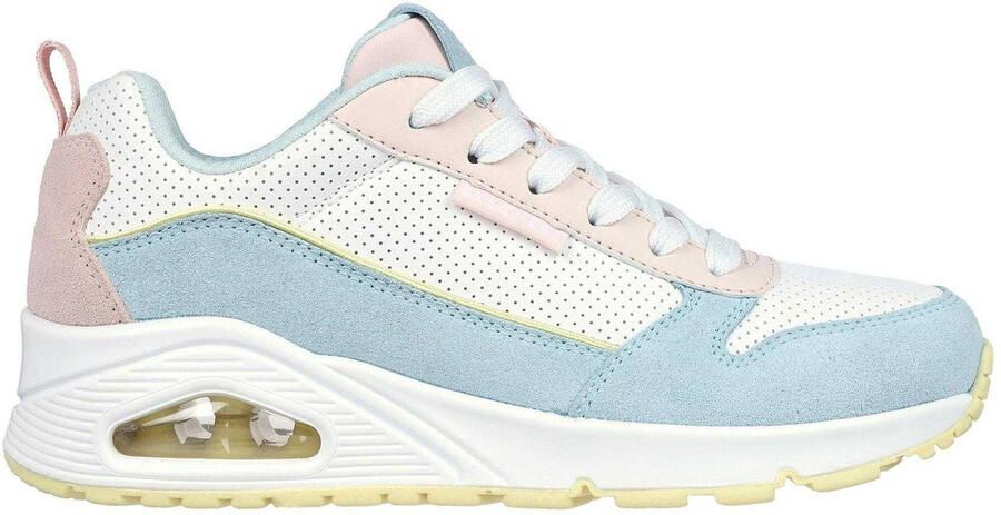 Skechers Dames Uno Stand On Air Suède Sneakers (Lichtblauw Roze)