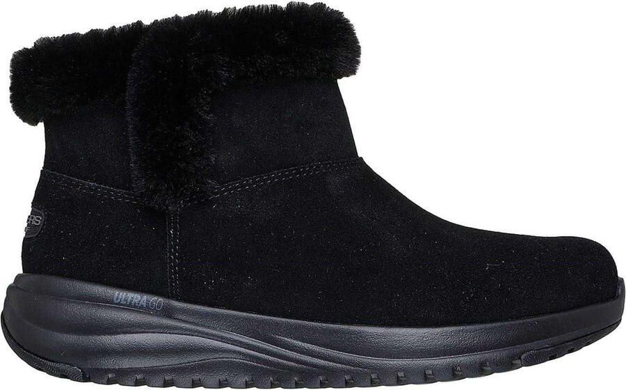 Skechers Dames On The GO Stellar Suede Faux Fur Gevoerde Enkellaarsjes (Zwart)
