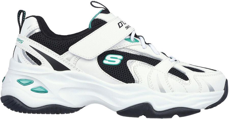 Skechers DLites 4.0 sportschoenen met dikke zool voor kinderen (Wit Zwart)