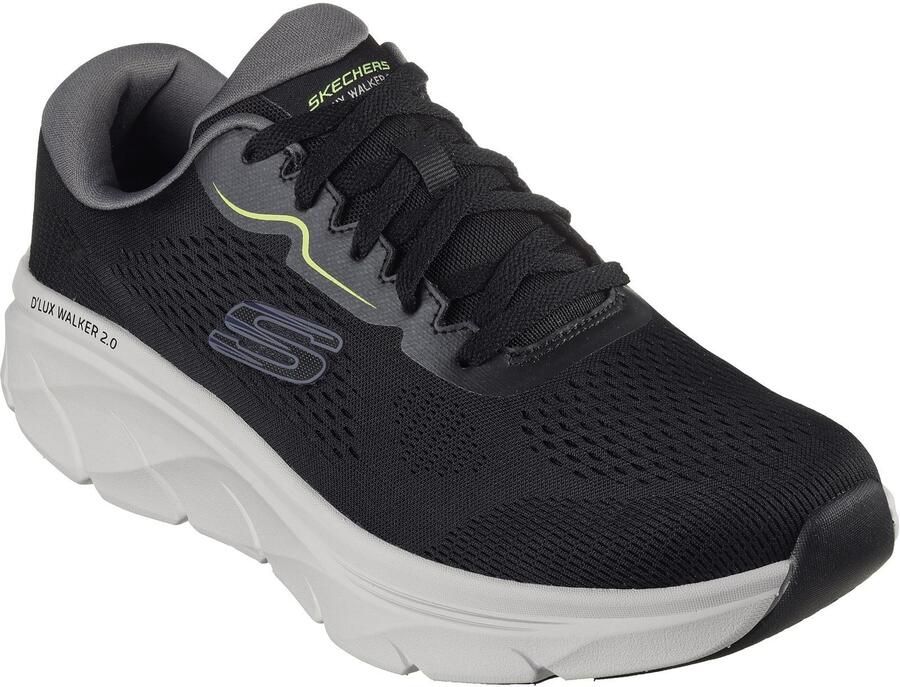 Skechers D'Lux Walker 2.0 Polyester Heren Zwarte Limoen Sneakers