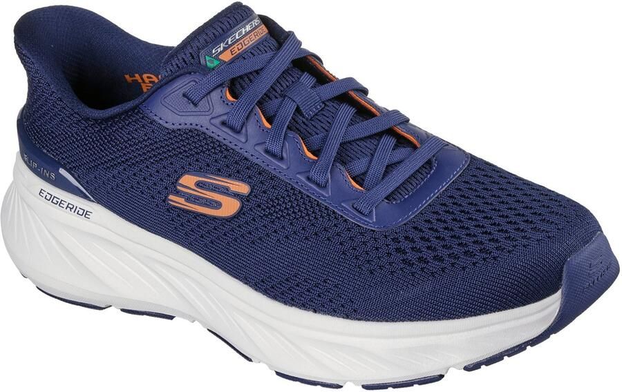 Skechers Edgeride Textiel Heren Navy Oranje Sneakers