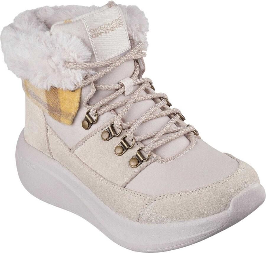 Skechers Enkelhoge laarzen voor dames met imitatiebontrand uit de On The Go -collectie (Natuurlijk)