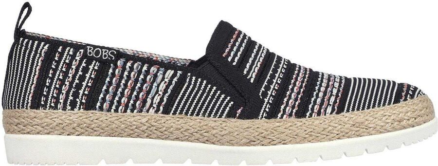 Skechers Espadrilles voor dames met dubbele elastische inzet en geweven bovenwerk zonder veters (Zwart)