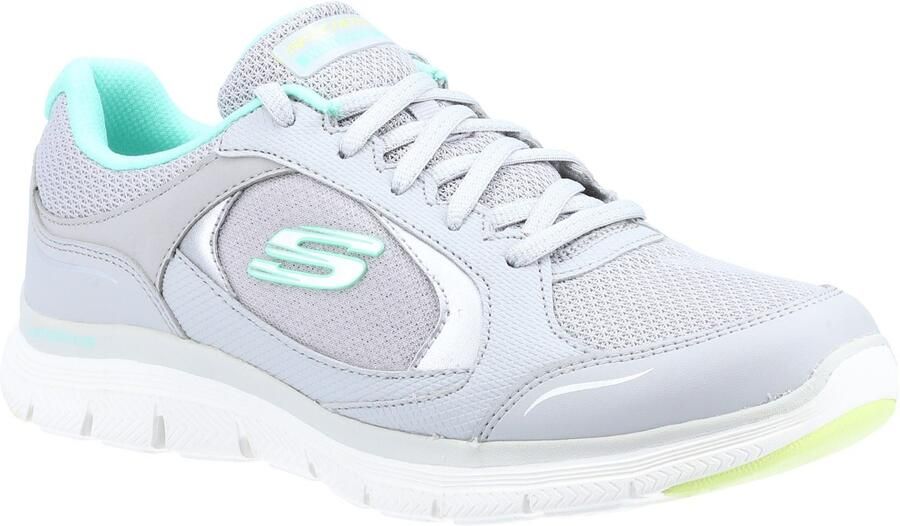Skechers Flex Appeal 4.0 True Clarity Leer Dames Grijs Multi Kleur Sneakers