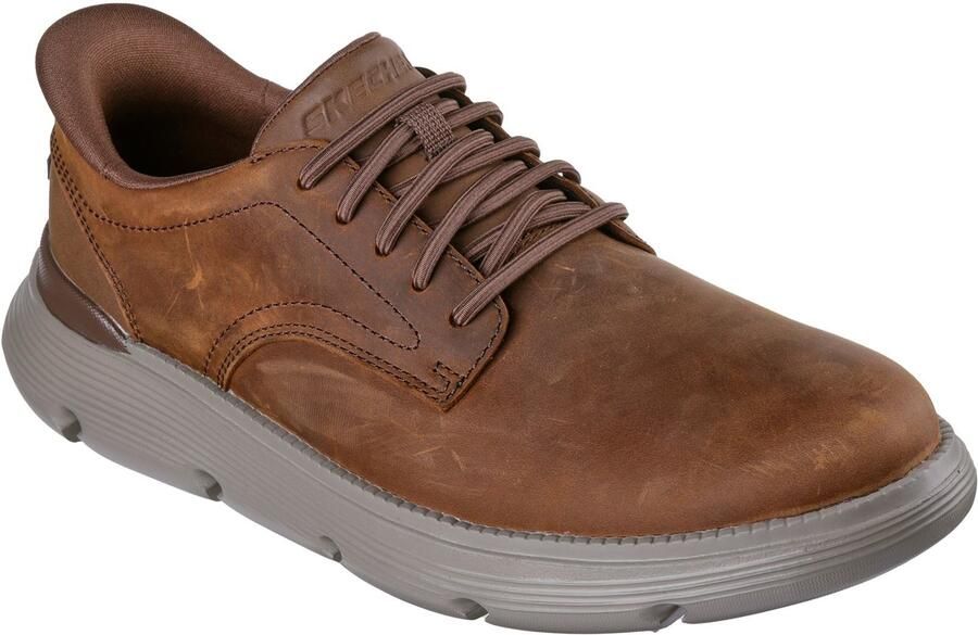 Skechers Garza Duran Leren Heren Donkerbruine Veterschoenen