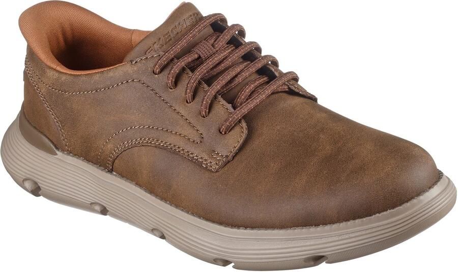 Skechers Garza Duran Leren Heren Taupe Sneakers