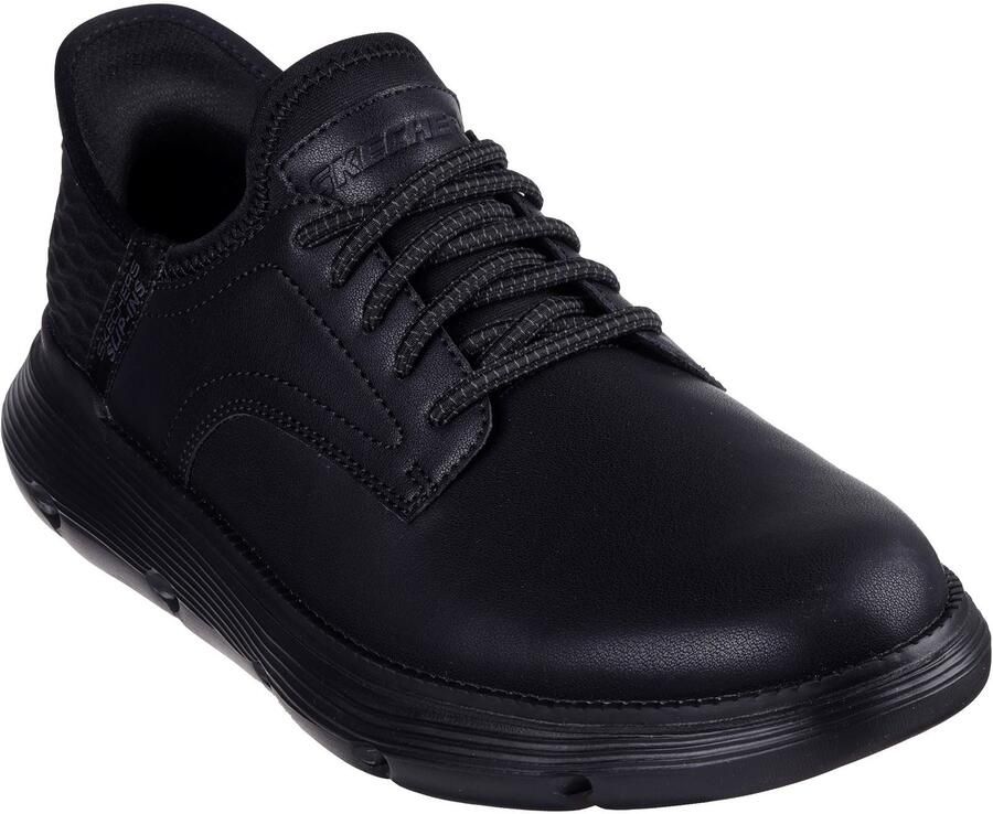 Skechers Garza Gervin Leren Heren Zwarte Veterschoenen