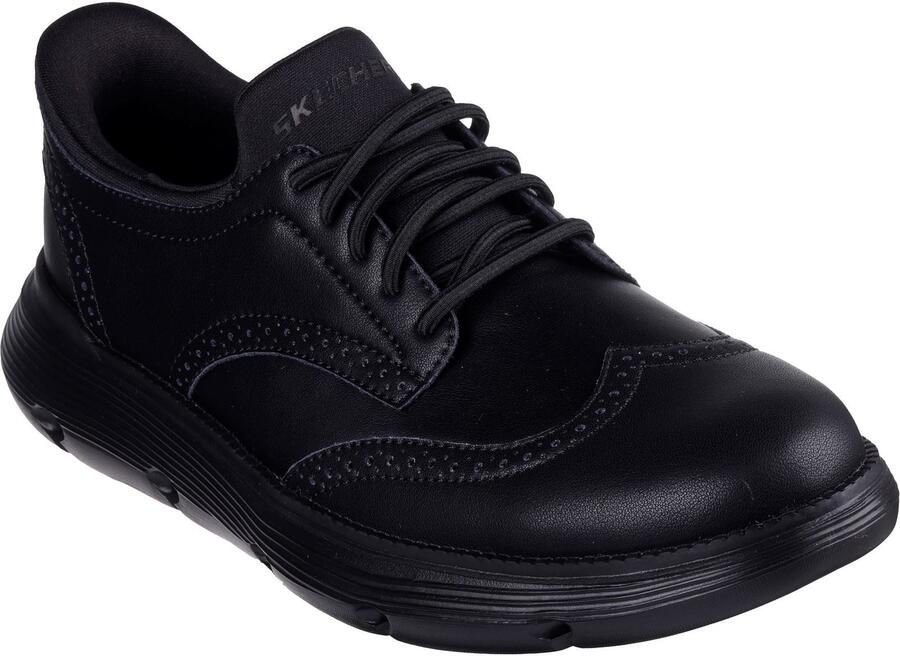 Skechers Garza Sully Leder Heren Zwart Veterschoenen