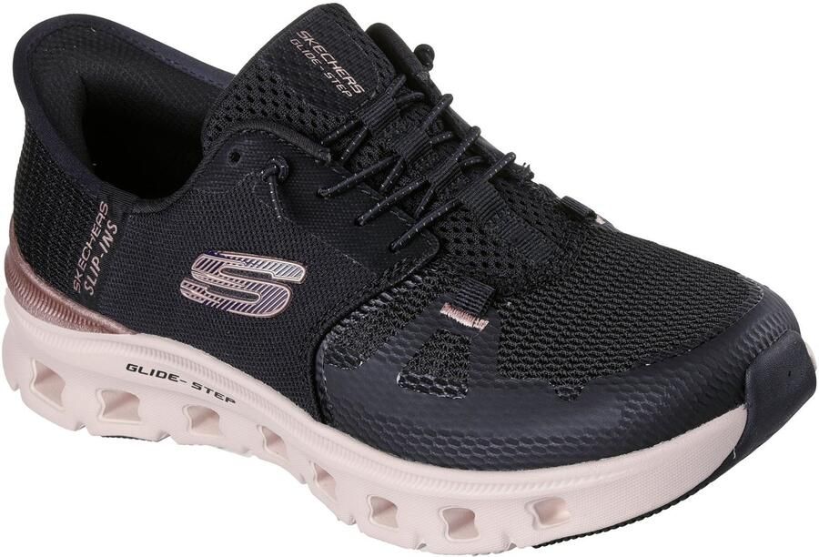 Skechers Glide-Step Pro Radiant Stride Dames Zwart Mesh Roségouden Accent Sneakers