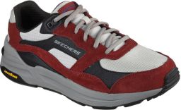 Skechers Global Jogger Leren Heren Bordeauxrode Sneakers