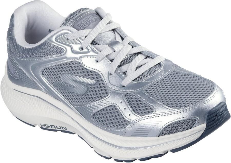Skechers GO RUN Consistent 2.0 Volt Dames Sneakers Van Leer Grijs zilver