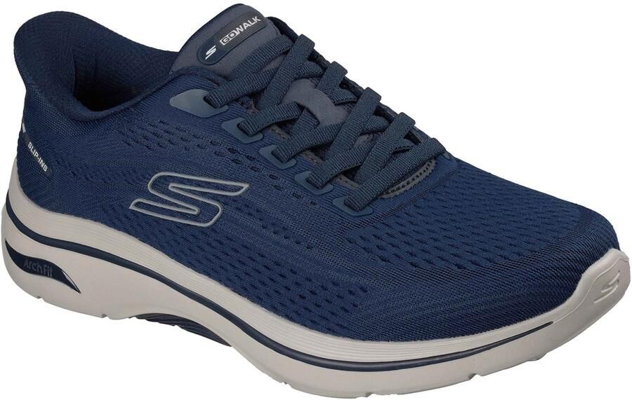Skechers GO WALK Arch Fit 2.0 Percy Textiel Heren Navy Grey Standaard Sneakers