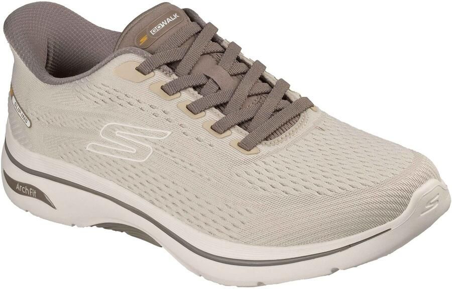 Skechers GO WALK Arch Fit 2.0 Percy Textiel Heren Tan Standaard Sneakers
