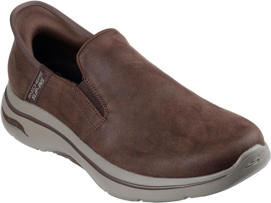 Skechers Go Walk Arch Fit 2.0 Quest Textiel Heren Bruine Sneakers
