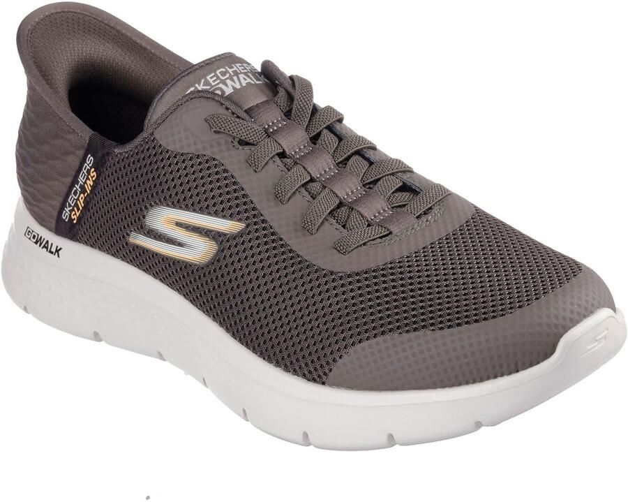 Skechers GO WALK Flex Hands Up Textiel Heren Bruine Sneakers