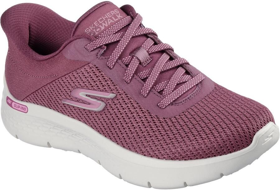 Skechers Go Walk Flex Textiel Dames Bordeaux Rode Sneakers