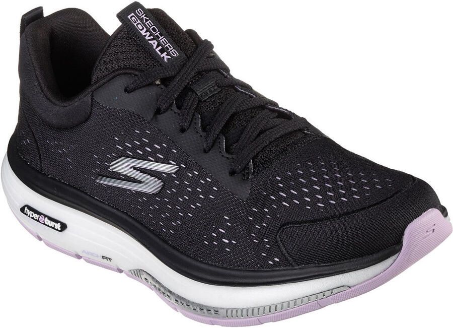 Skechers Go Walk Workout Walker Outpace Polyester Dames Zwarte Lavendel Sneakers