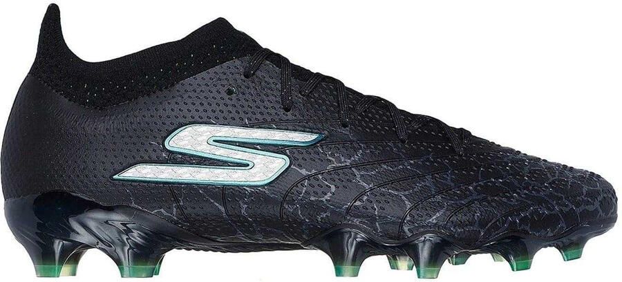 Skechers Heren Crackle Effect Firm Ground Voetbalschoenen (Zwart Zilver)