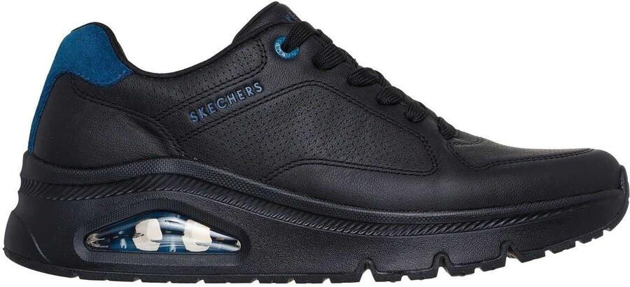 Skechers Heren Decoratieve Leren Luchtgeveerde Sneakers (Zwart)