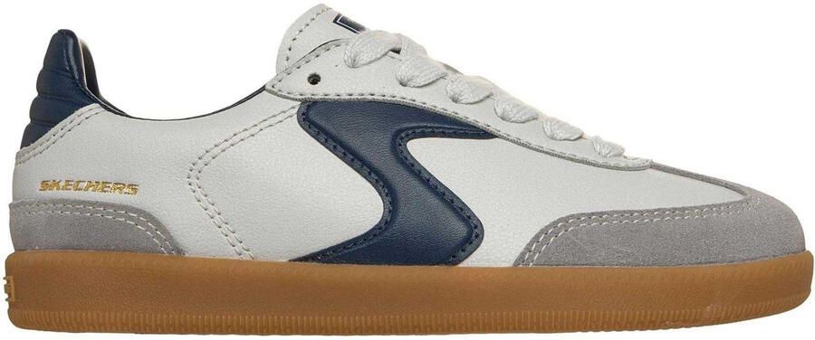 Skechers Hotshot Varsity leren sportschoenen voor jongens (Wit Marine)