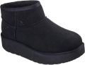Skechers Keep Cozy Leren Dames Zwarte Winter Enkellaarsjes - Zwart