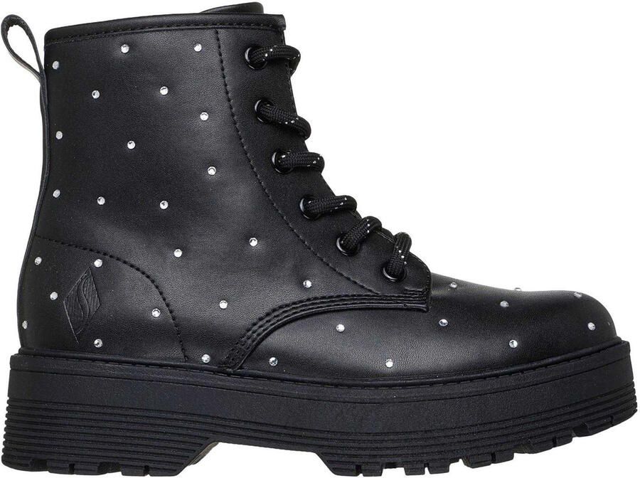 Skechers Meisjes Rhinestone Platform Enkellaarsjes (Zwart)