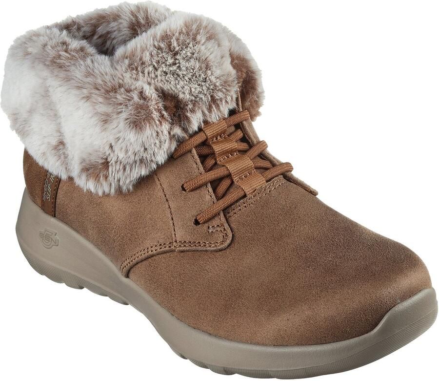 Skechers On-the-GO Joy Cozy Charm Polyester Dames Chestnut Winter Enkellaarsjes