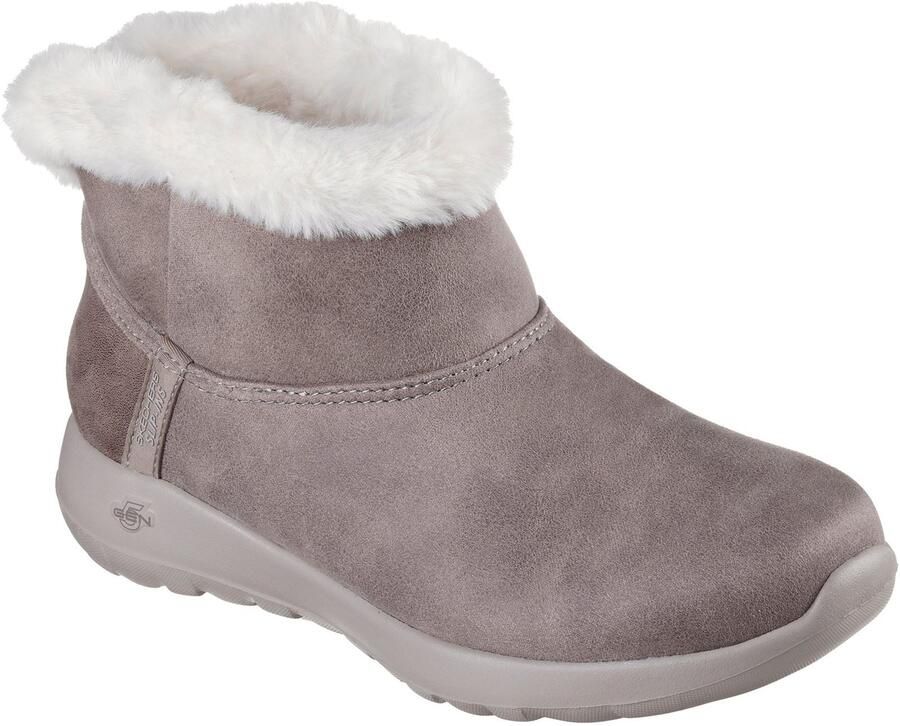 Skechers On-the-GO Joy Cozy Dream Polyester Dames Donker Taupe Winter Enkellaarzen