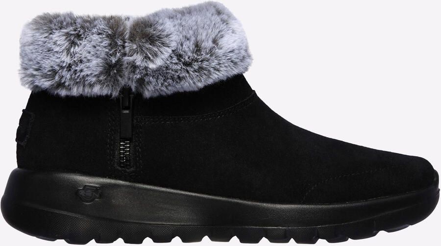 Skechers On The Go Joy Savvy Wide Suède Nepbont Dames Zwarte Grijze Laarzen